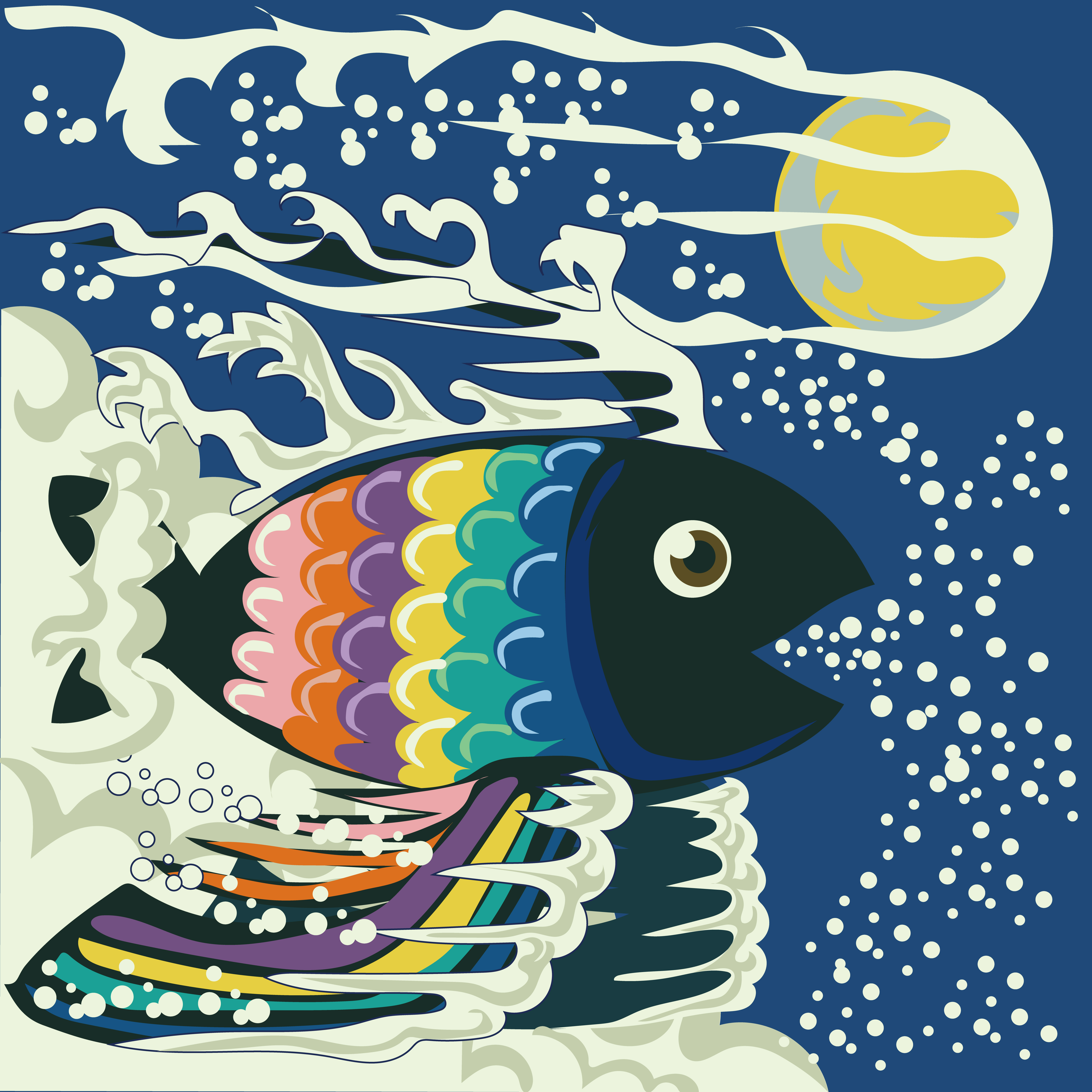 浮世絵七色魚